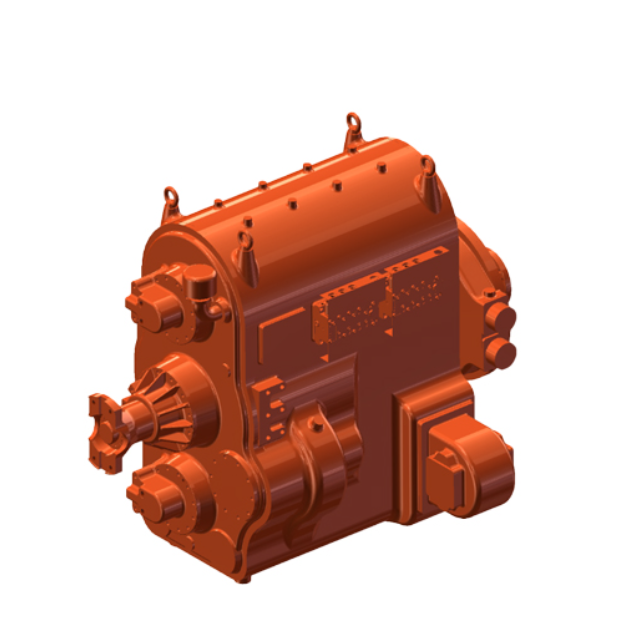 Transmission system for 100-ton mining trucks (TR100).