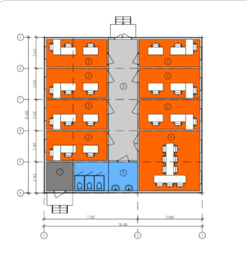 Modular administrative complex for 20 people (1st floor)