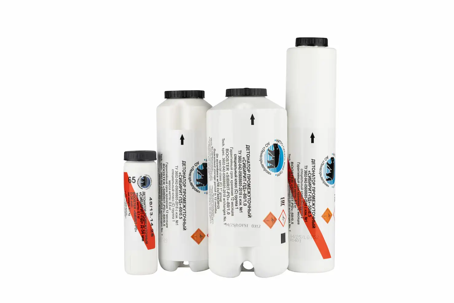 Tubes filled with explosives