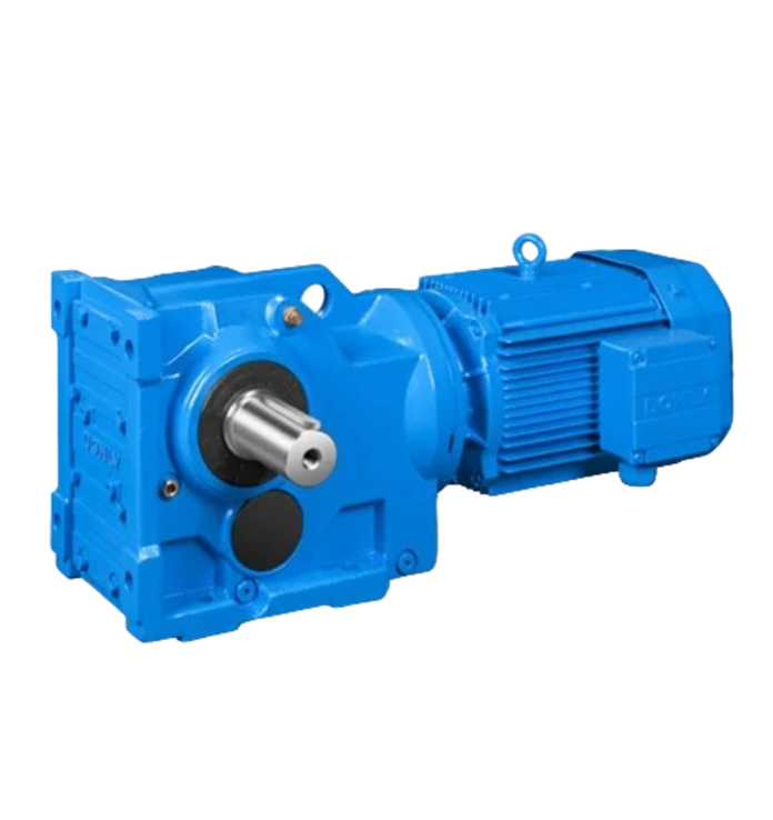 Helical bevel geared motors